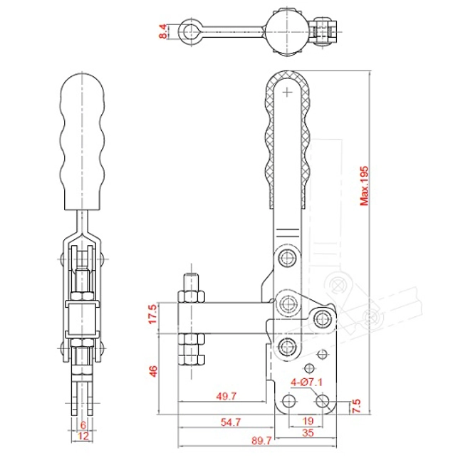 Vendita online Bloccaggio verticale base dritta braccio fisso 250 Kg.